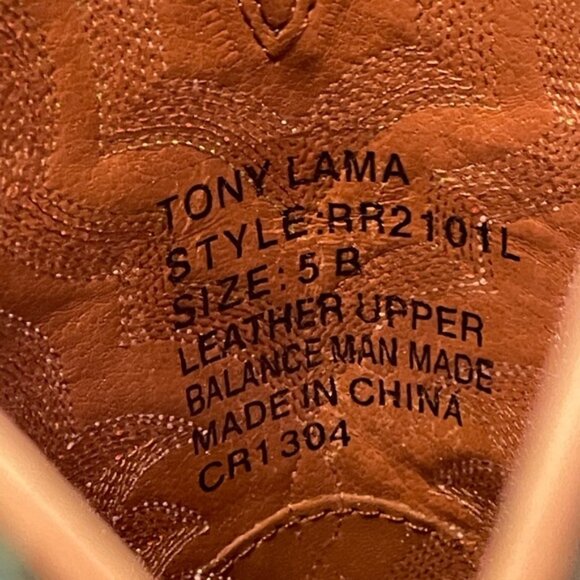 Tony Lama Women's Brown & Turquoise Square Toe Cowgirl Western Boots Size 5B NEW - Picture 12 of 13